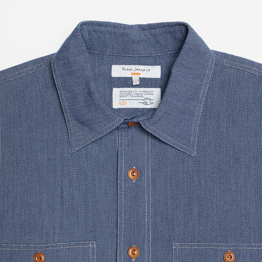 Nudie Jeans Co. Julian Chambray Worker Shirt - Indigo