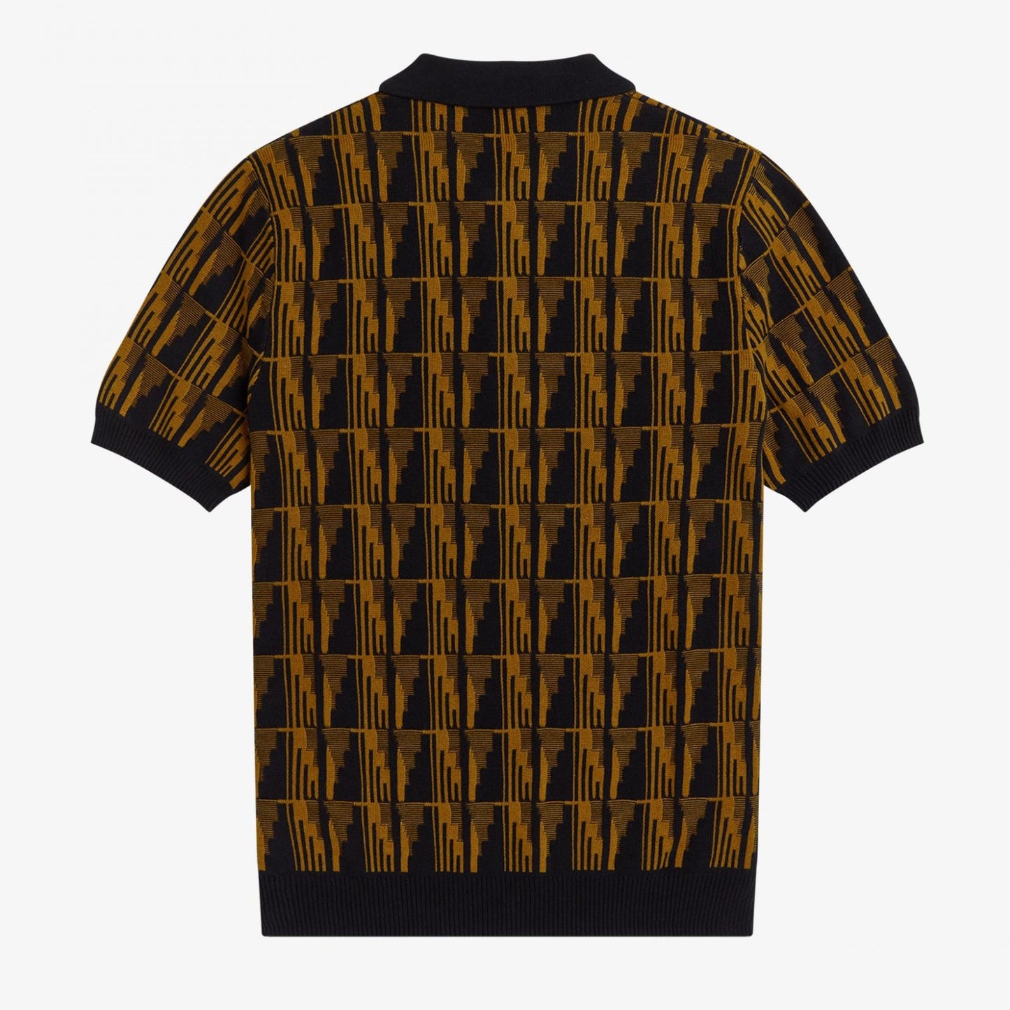 Fred Perry Jacquard Knitted Shirt - Dark Caramel