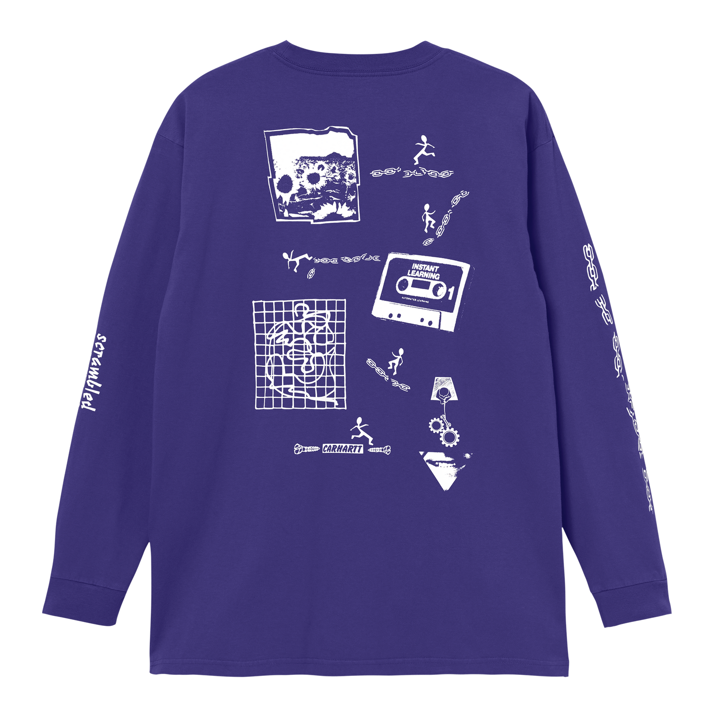 Carhartt WIP LS Scramble T-Shirt - Razzmic White