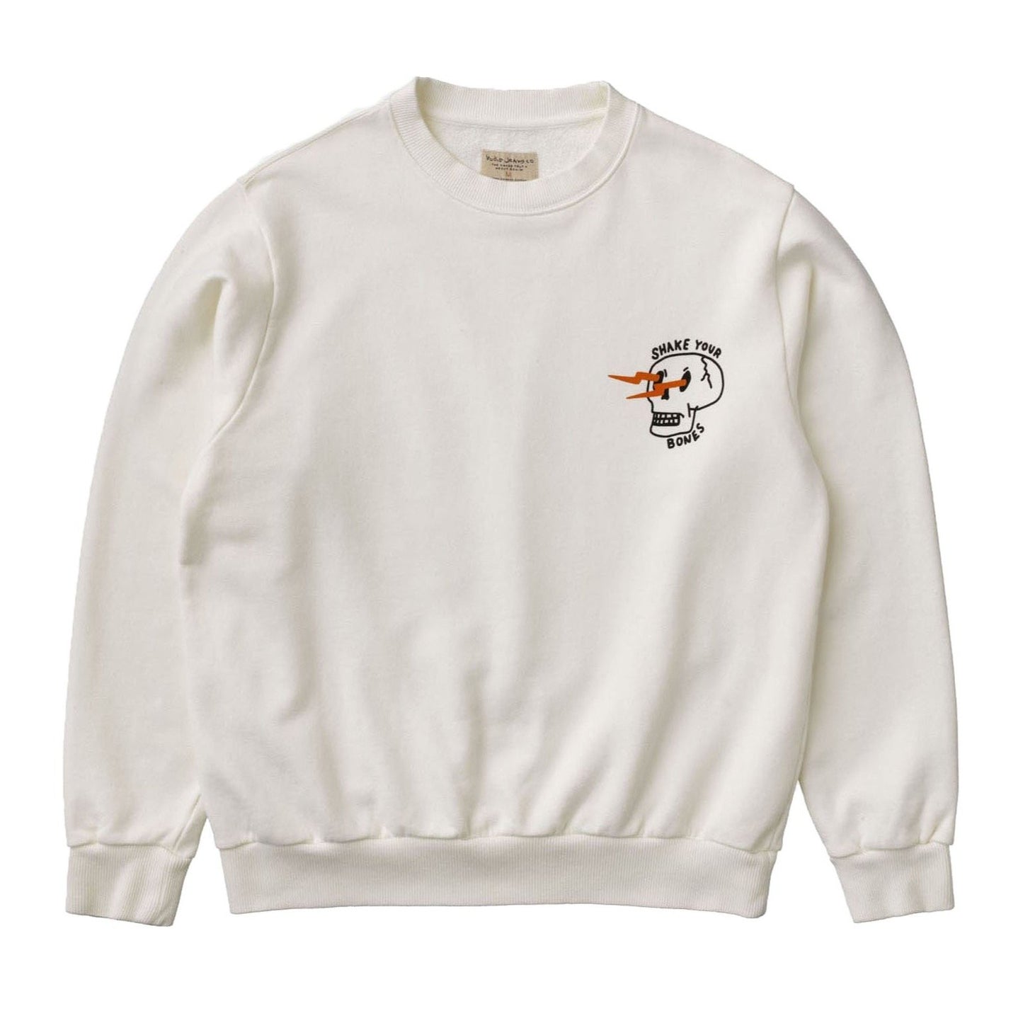Nudie Jeans Co. Lasse Shake Your Bones Sweatshirt - Chalk White