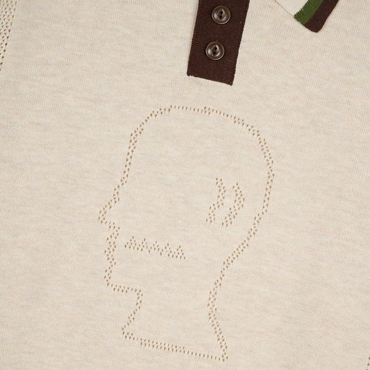 Brain Dead Logo Head Pointelle Polo - Natural