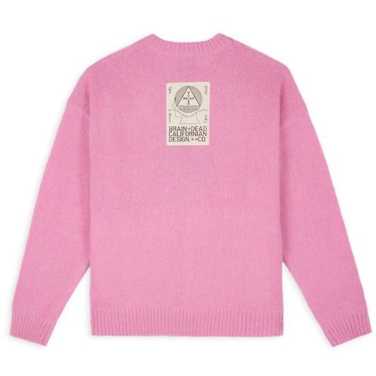 Brain Dead Superfuzz Logohead Sweater - Fuchsia