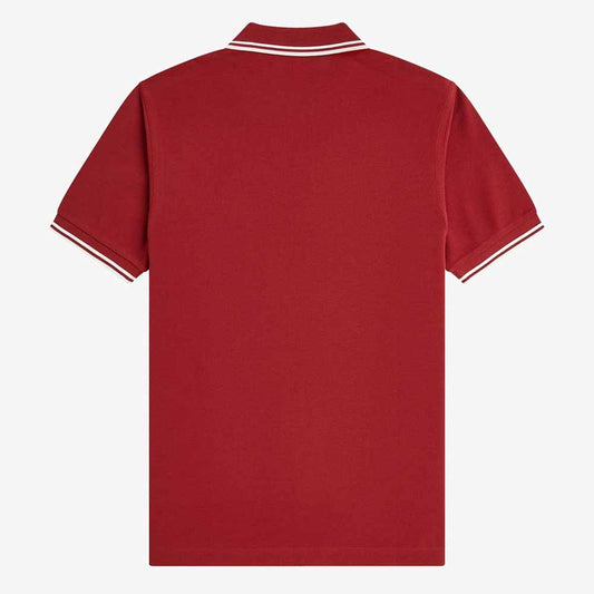 Fred Perry Twin Tipped Polo Shirt - Burnt Red Snow White