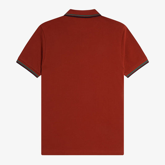 Fred Perry Twin Tipped Polo Shirt - Burnt Red Sport Green