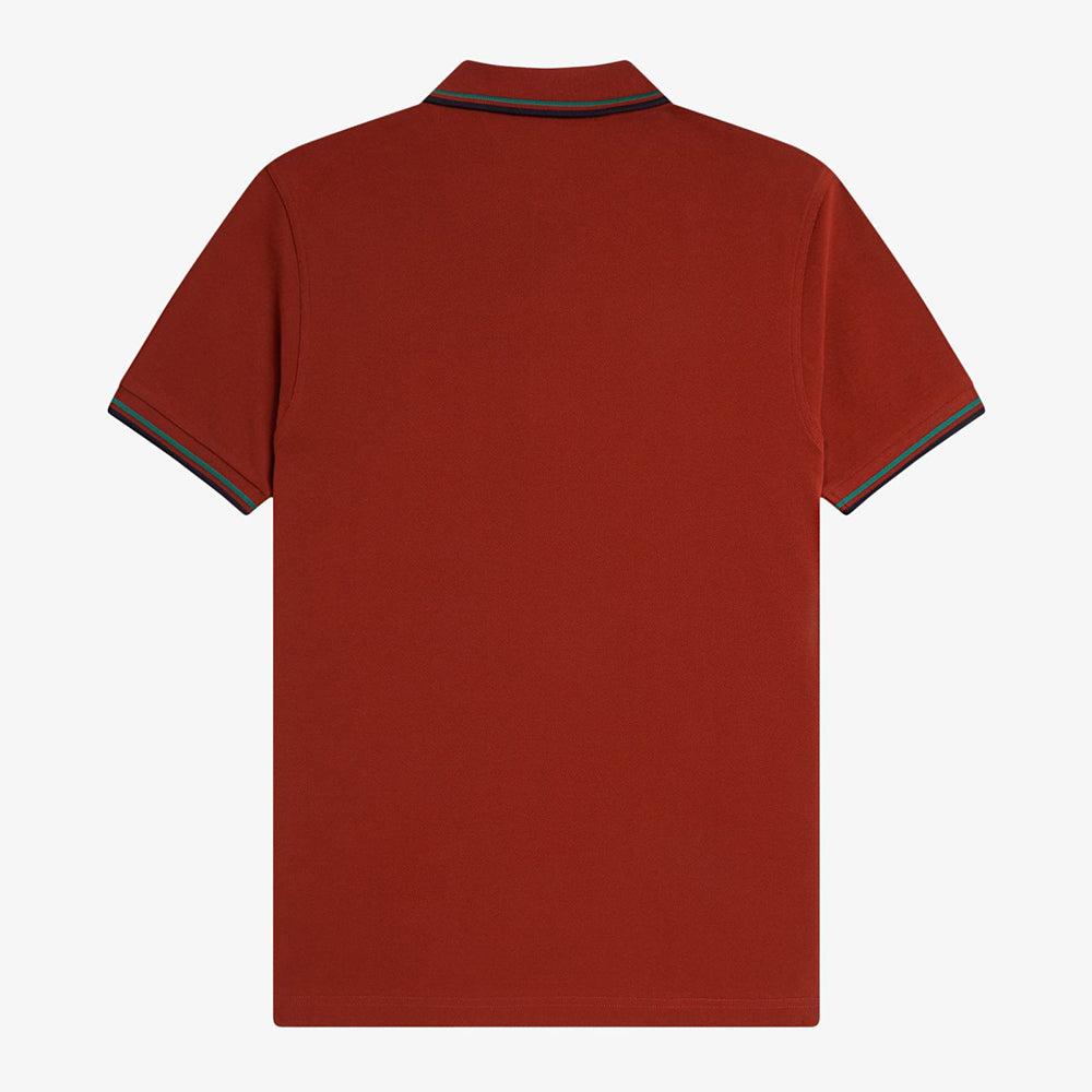 Fred Perry Twin Tipped Polo Shirt - Burnt Red Sport Green
