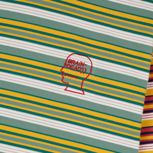 Brain Dead Nineties Blocked Striped LS T-Shirt - Mallard