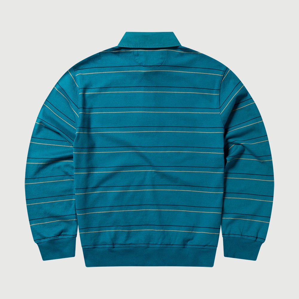 No Problemo Striped LS Rugby Shirt - Teal