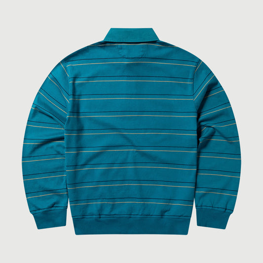 No Problemo Striped LS Rugby Shirt - Teal