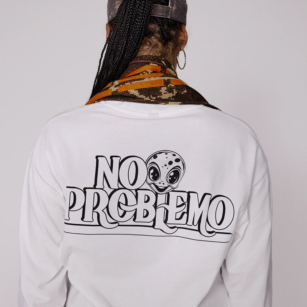 No Problemo Stickers LS Tee - White