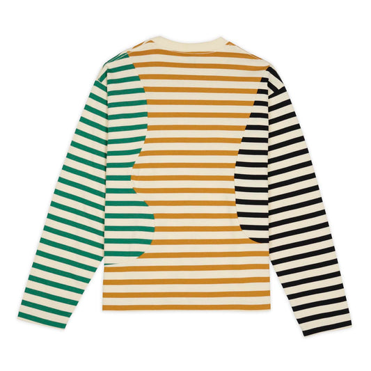 Brain Dead Organic Paneled Stripe LS Tee - Cream