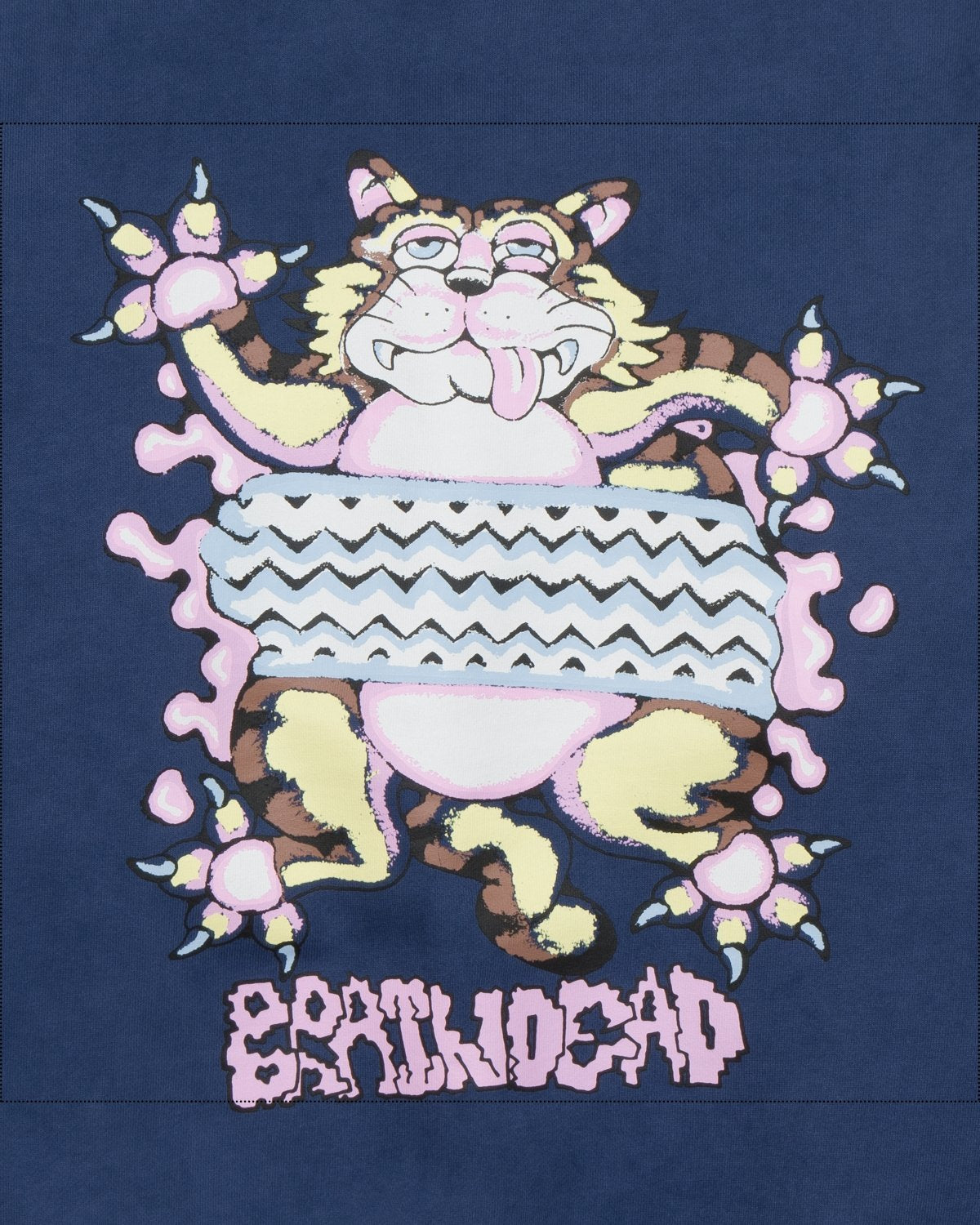 Brain Dead Relaxed Cat Sweatshirt - Washed Navy