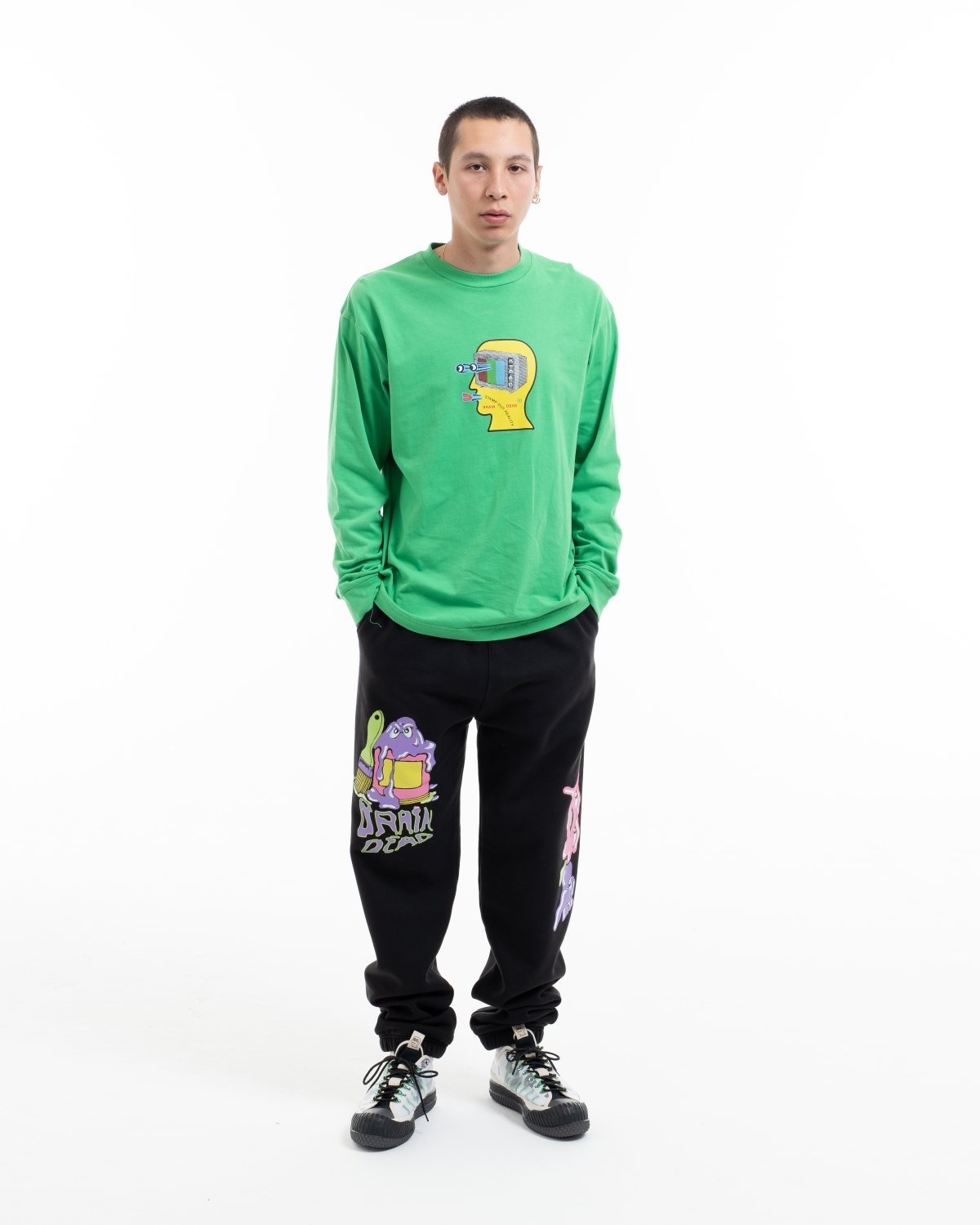 Brain Dead Tele Eyes LS T-Shirt - Kelly Green