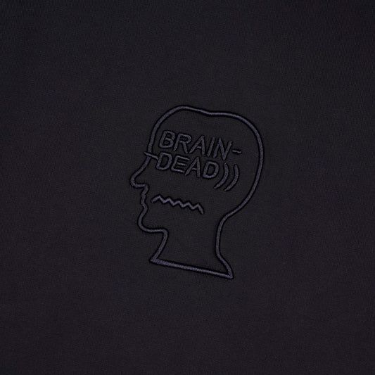 Brain Dead Pigment Washed Logohead Hoodie - Black
