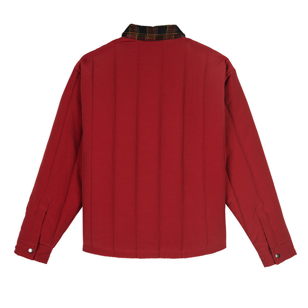 Puffer Button Up Shirt Jacket - Red