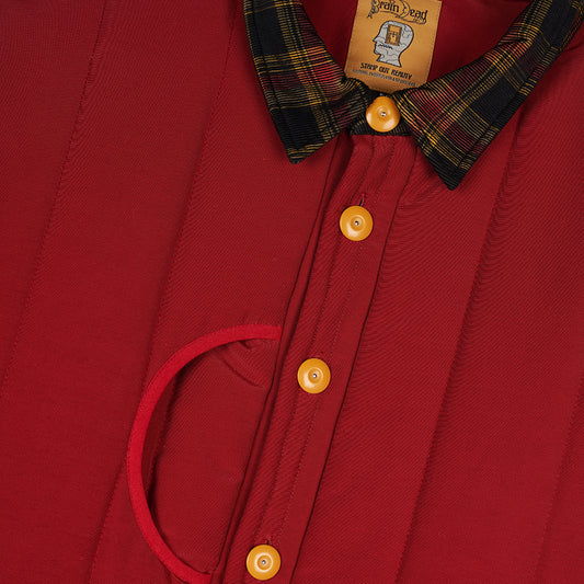 Puffer Button Up Shirt Jacket - Red