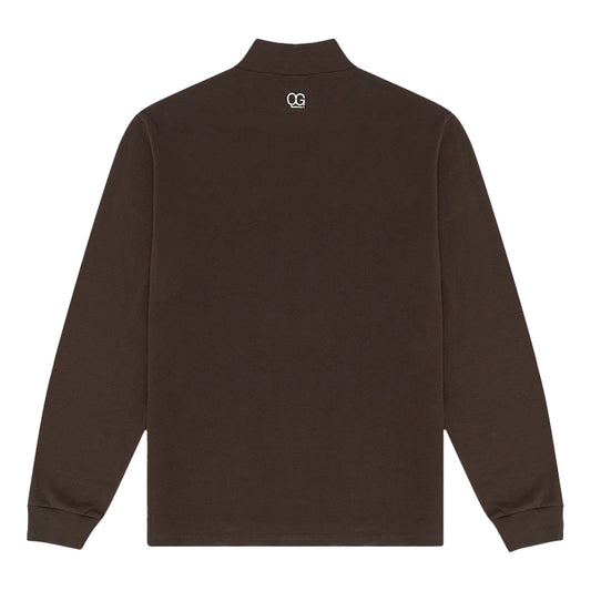 Quiet Golf Wordmark Mock Neck - Brown