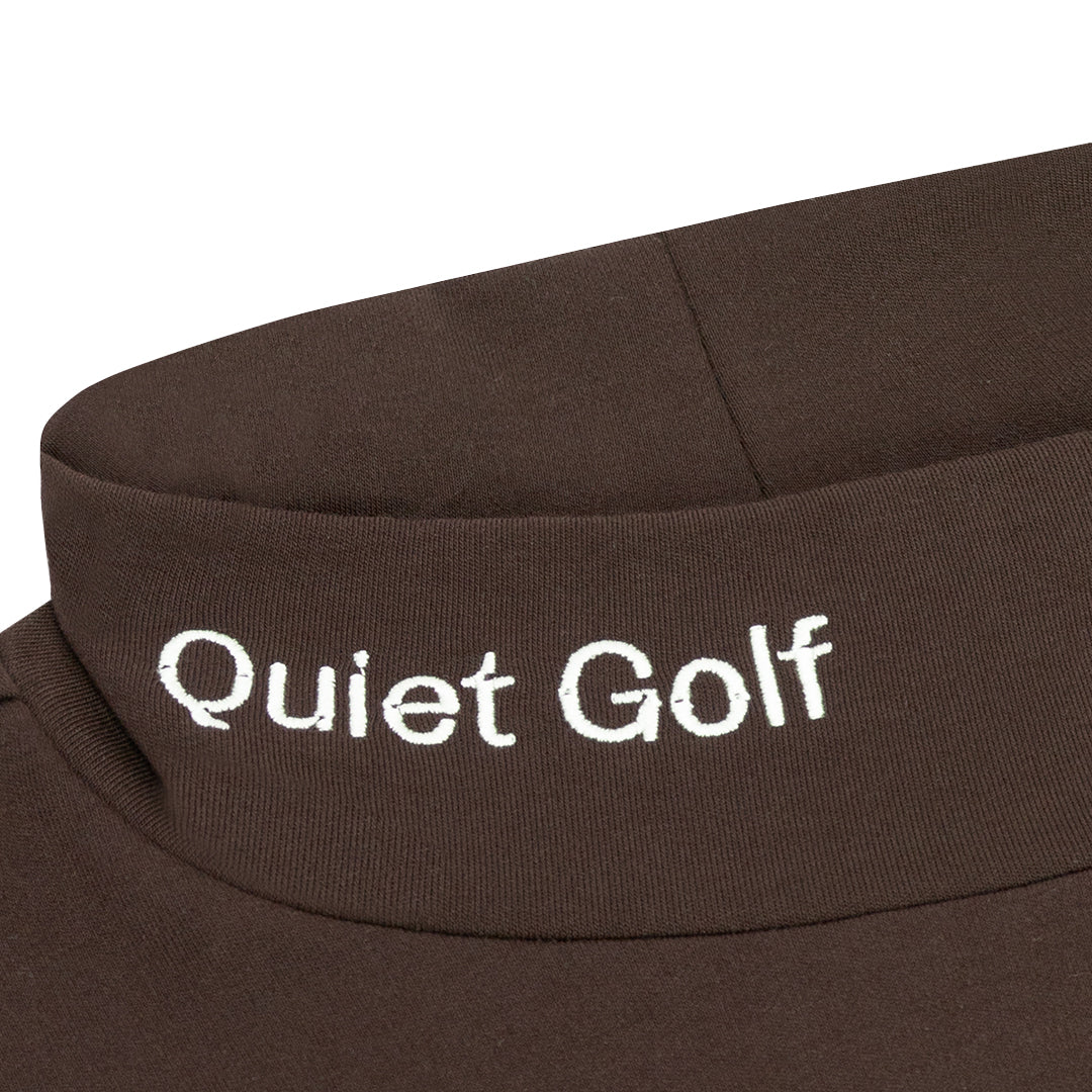 Quiet Golf Wordmark Mock Neck - Brown