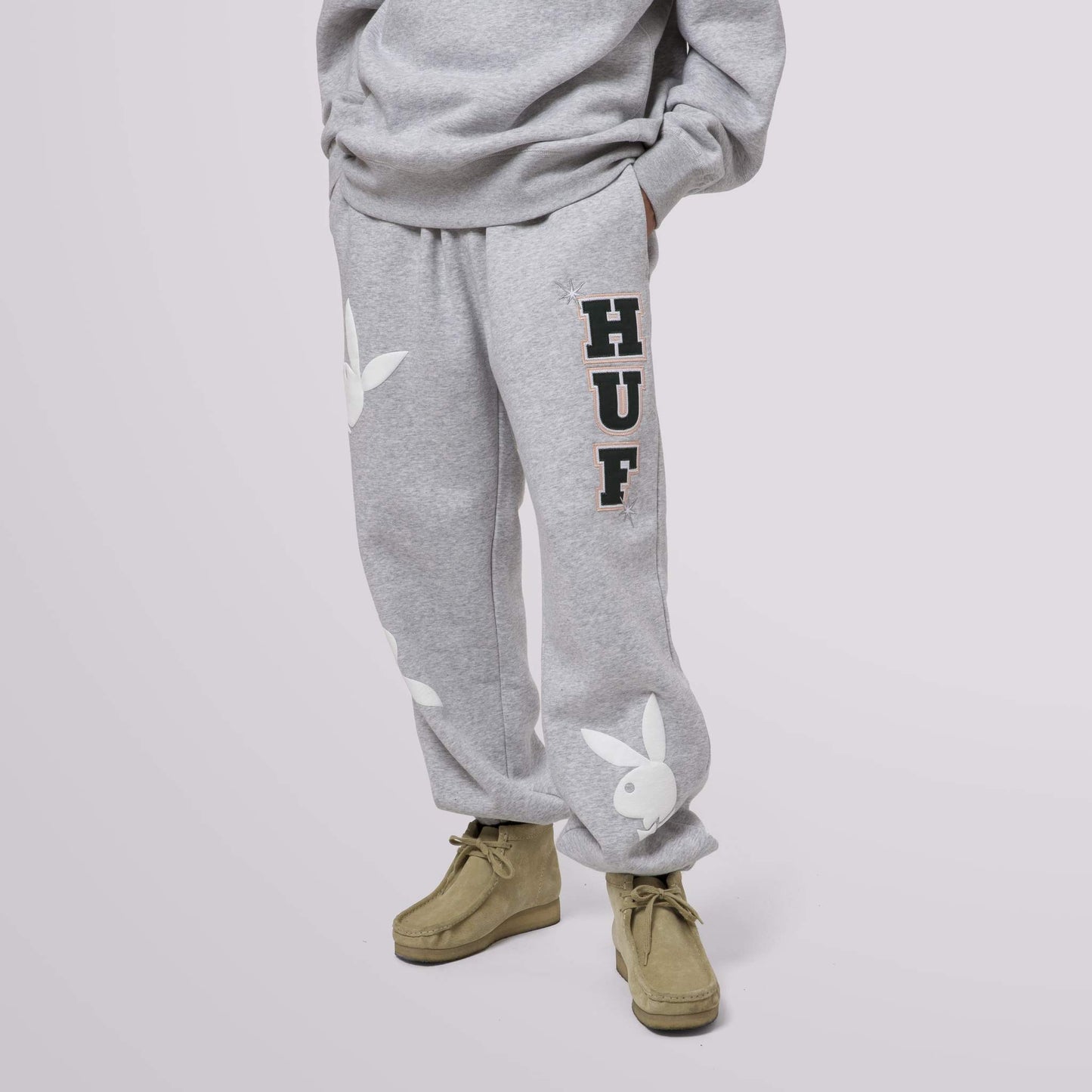HUF x Playboy Rabbit Head Fleece Pants - Grey Heather