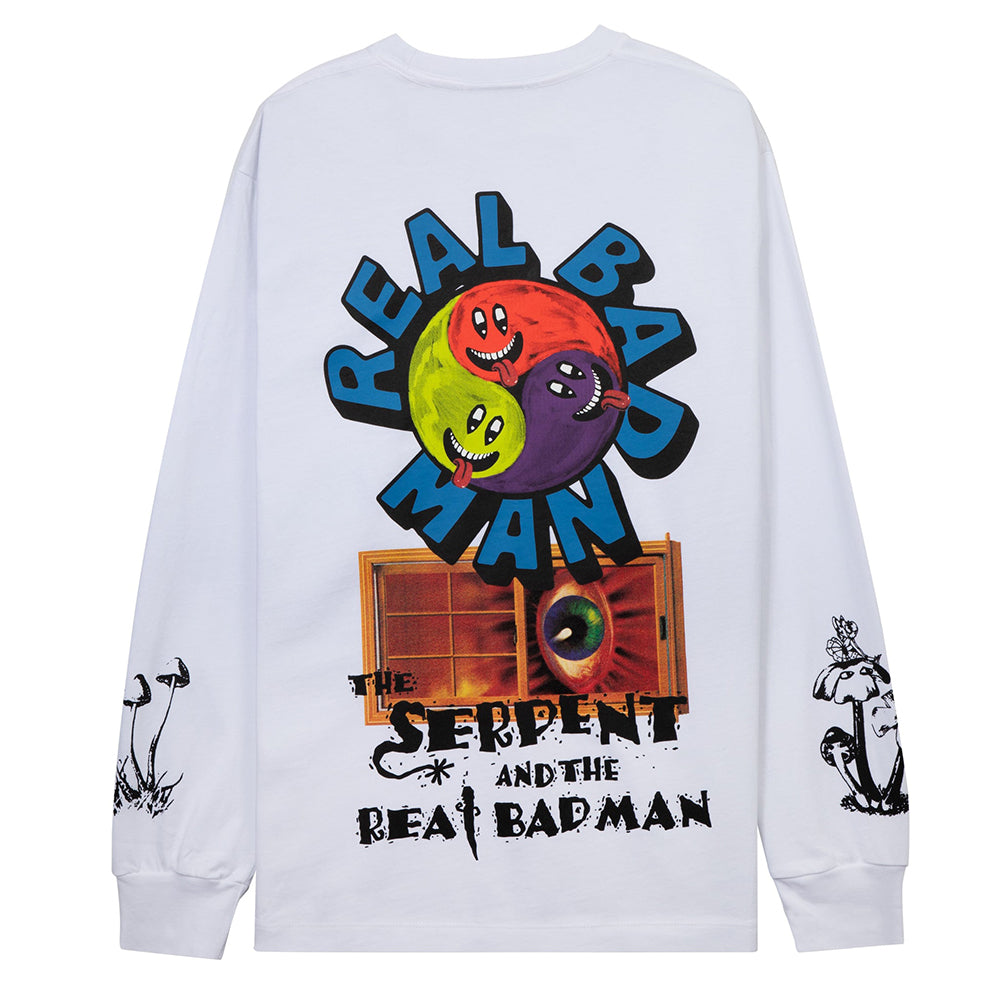 Real Bad Man Hallucinogenic Wiz LS T-Shirt - White