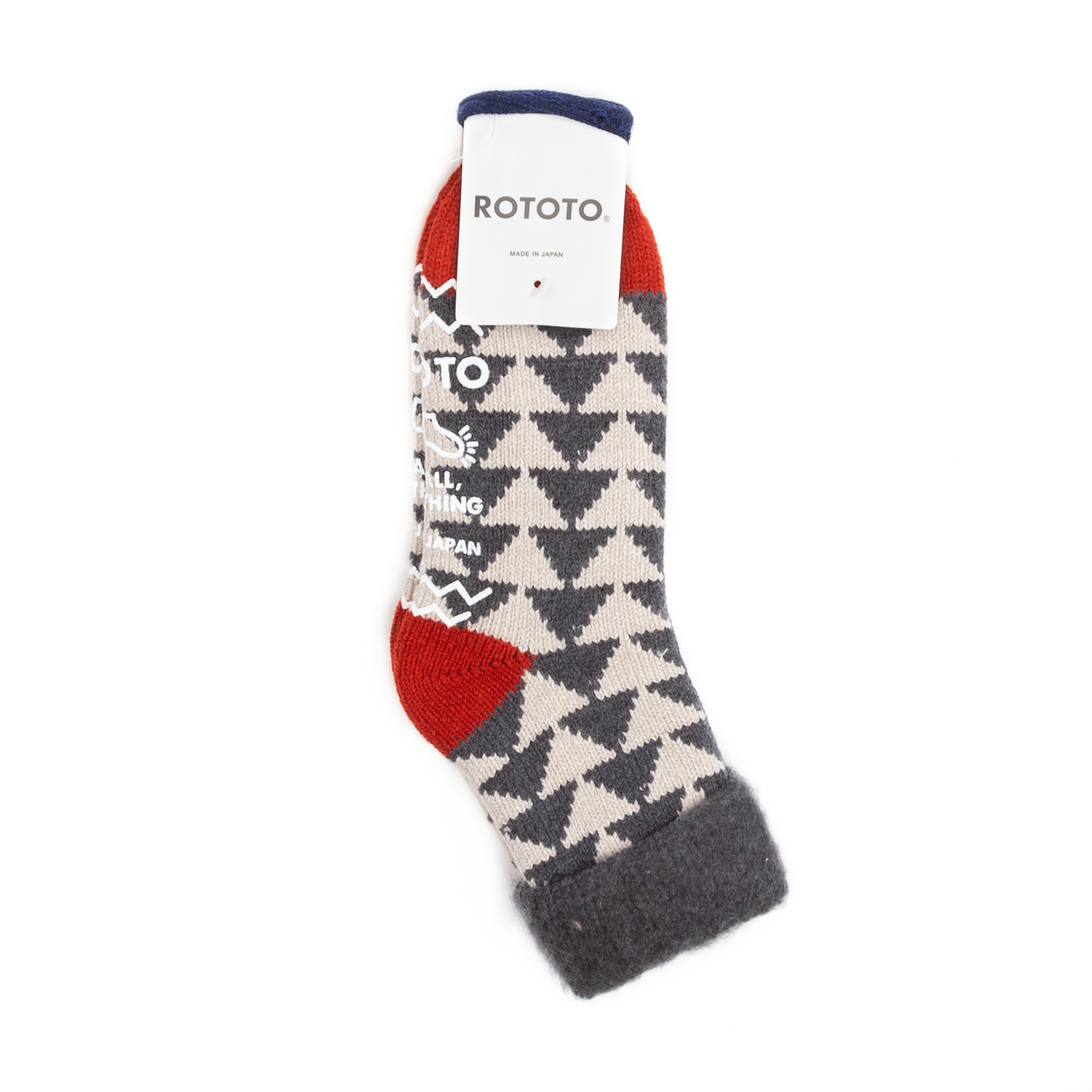 RoToTo Comfy Room Sankaku Socks - Charcoal Red