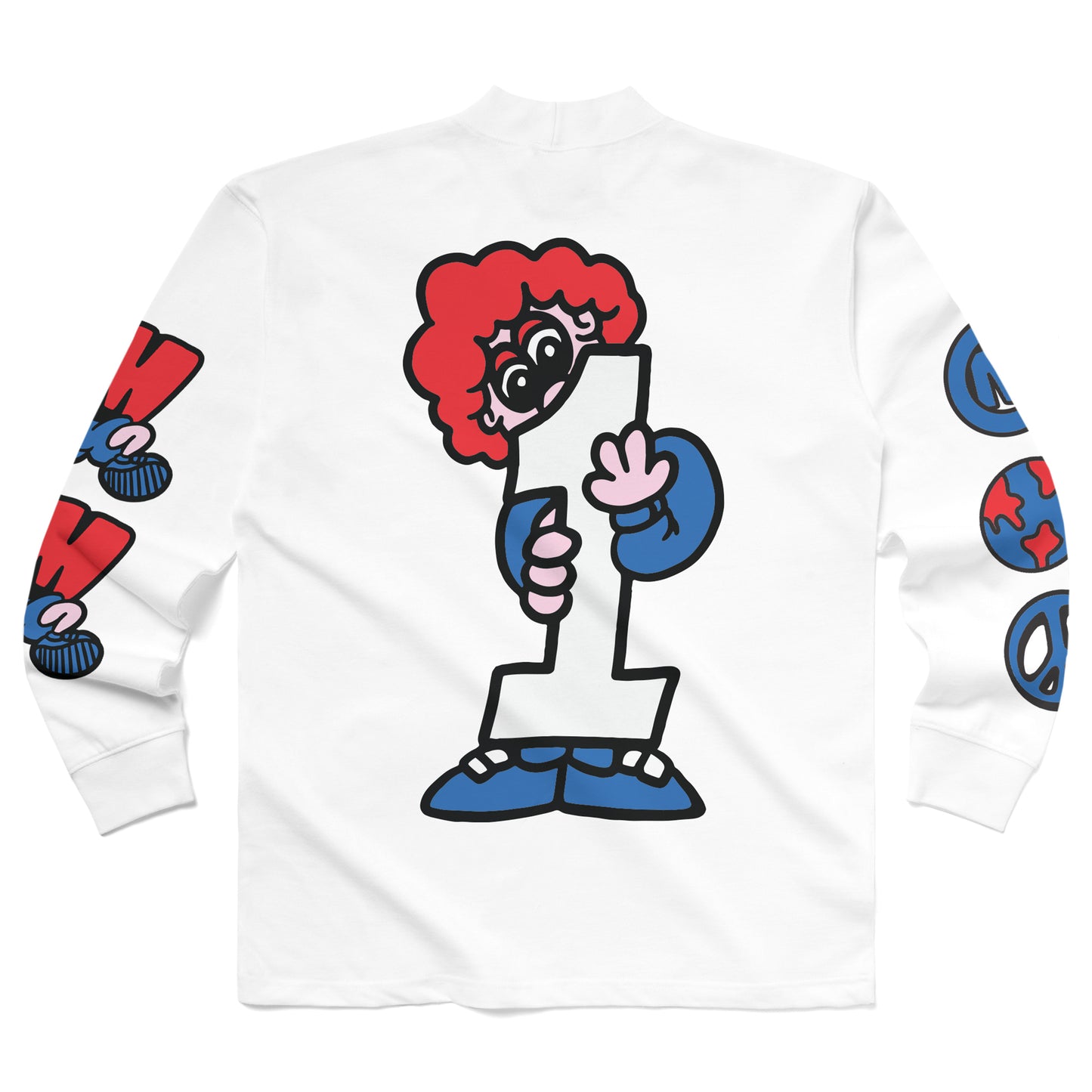 MARKET Runs The World Mockneck LS T-Shirt - White