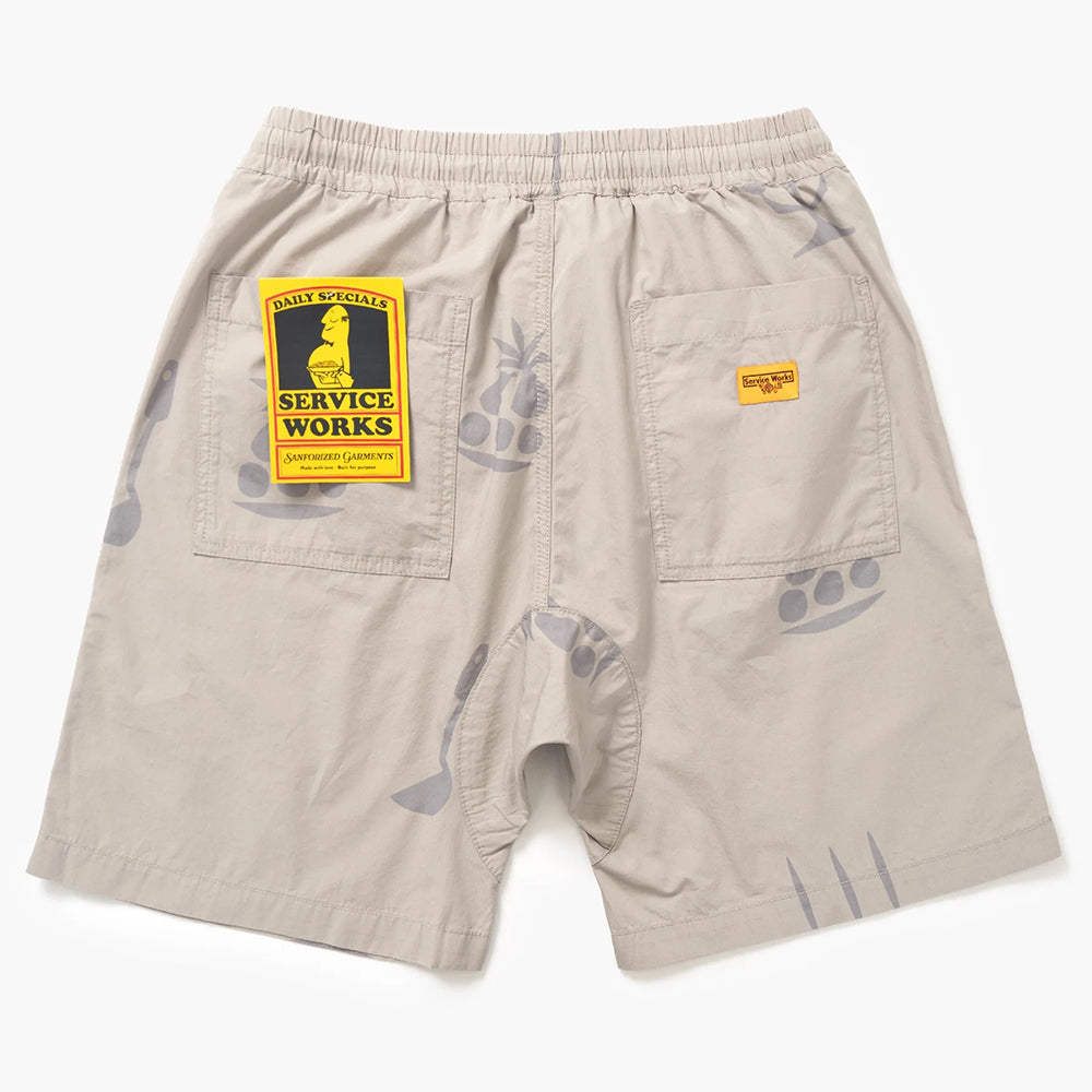 Service Works Poplin Printed Chef Shorts - Stone