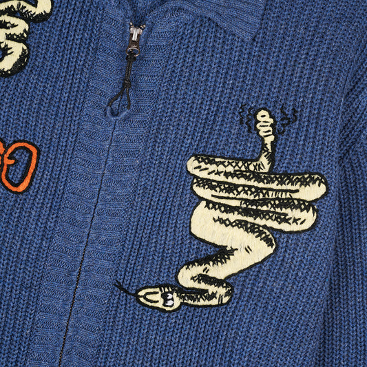 Snake Charmer Zip Up Cardi - Blue