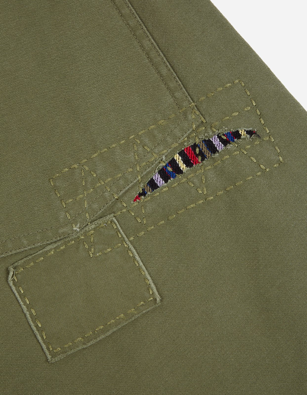 Maharishi Boro Yarn Mil Shorts - Stripe Olive