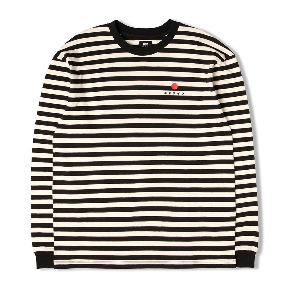 Edwin Basic Stripe LS T-Shirt - Black