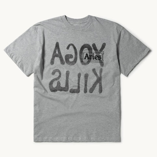 Aries Arise Yoga Kills T-Shirt - Grey Marl