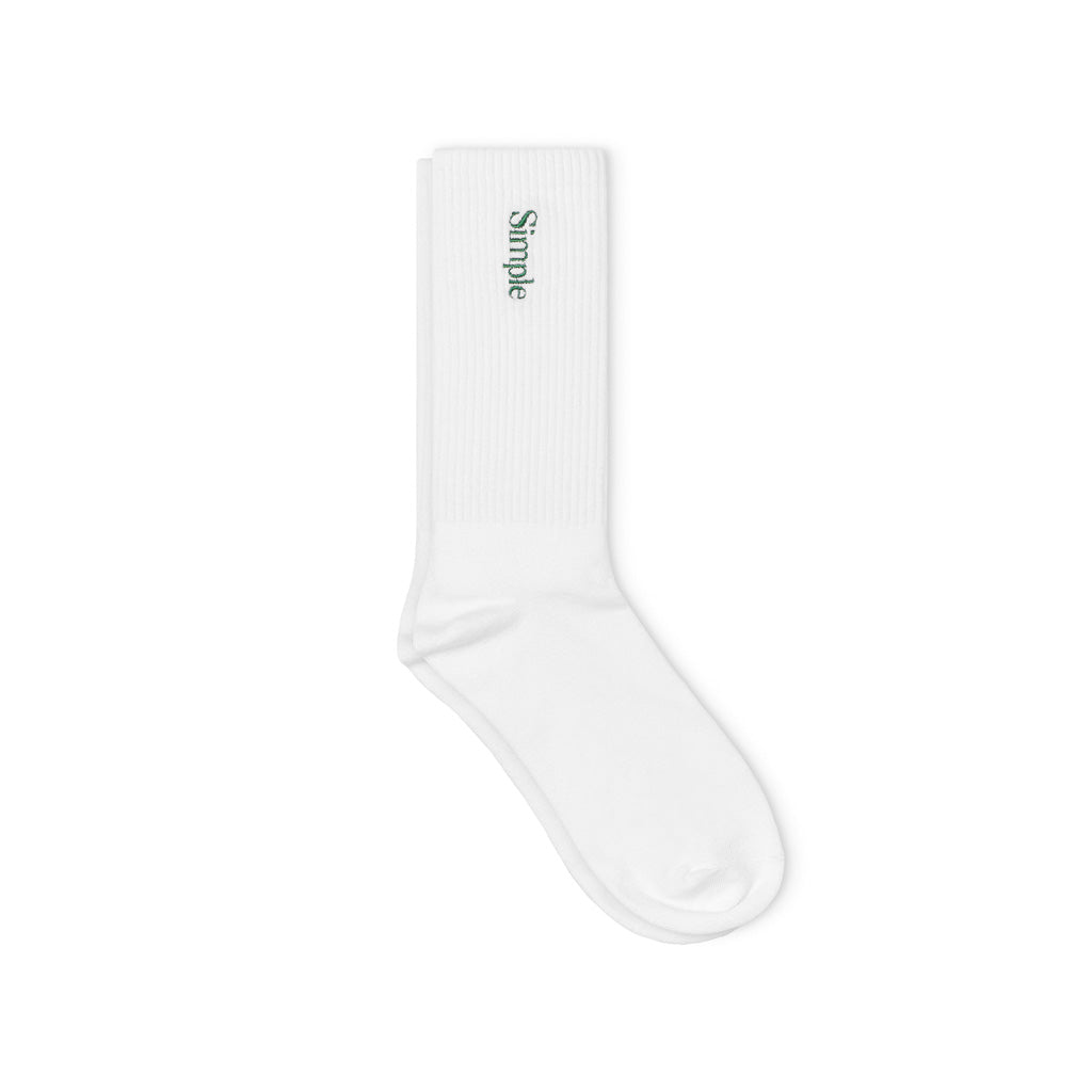 Simple Vertical Logo Sock - White
