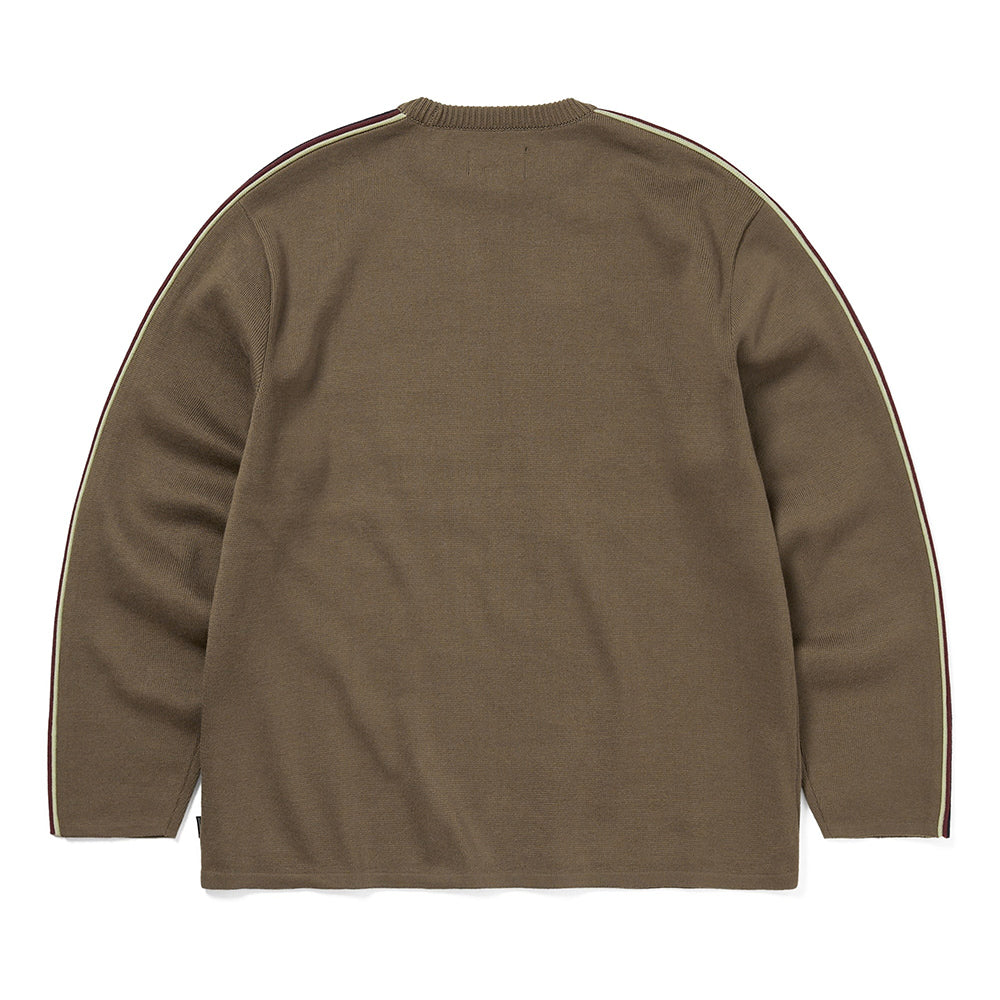 thisisneverthat Striped Sleeve Knit Crew - Brown