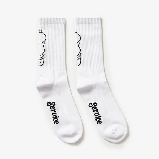 Service Works Salt + Pepper Socks - White
