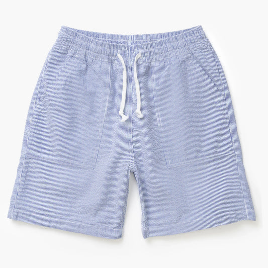 Service Works Seersucker Chef Shorts - Navy Stripe