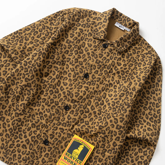 Service Works Patterned Easy Chef Shirt - Brown Leopard