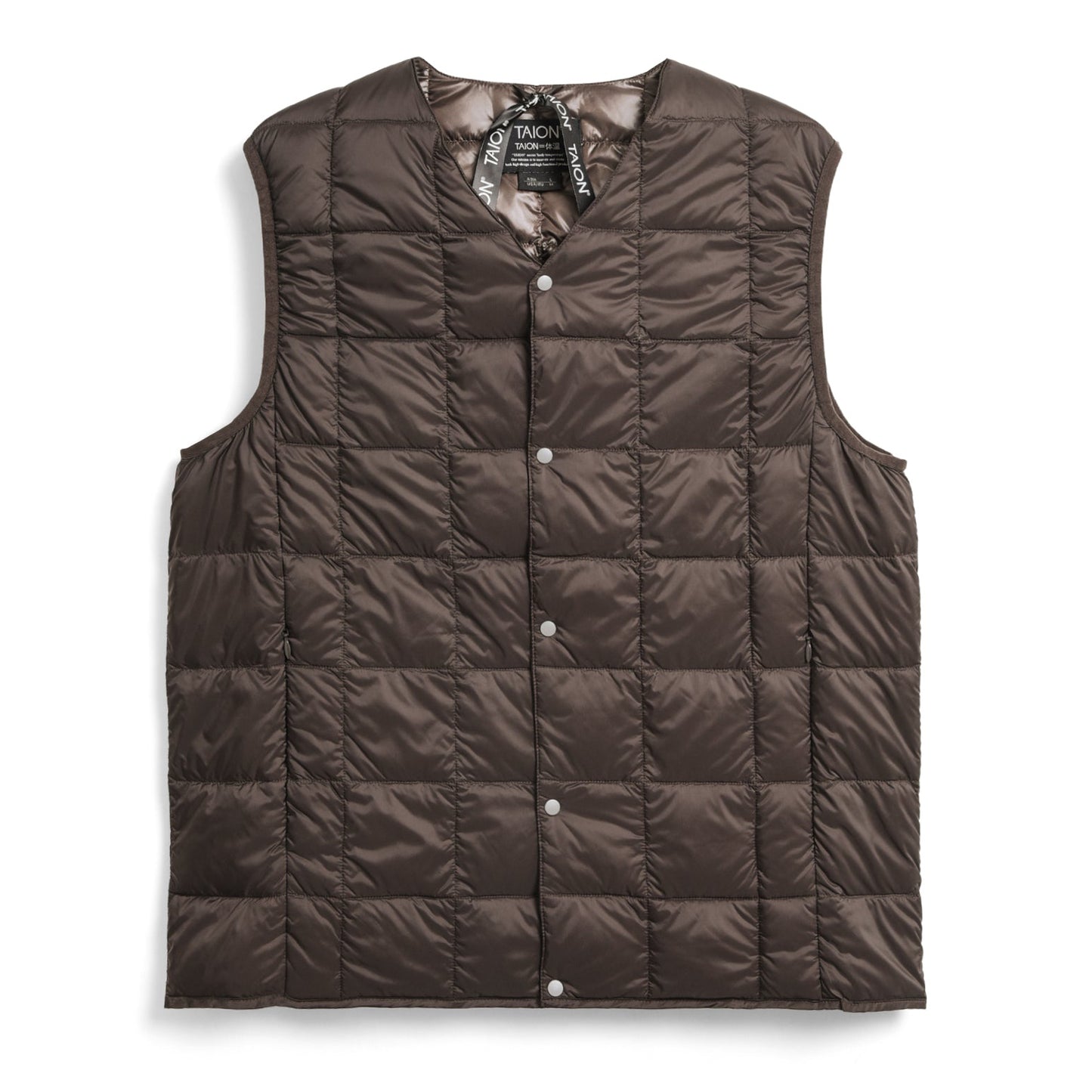 Taion V-Neck Button Down Vest - Dark Brown