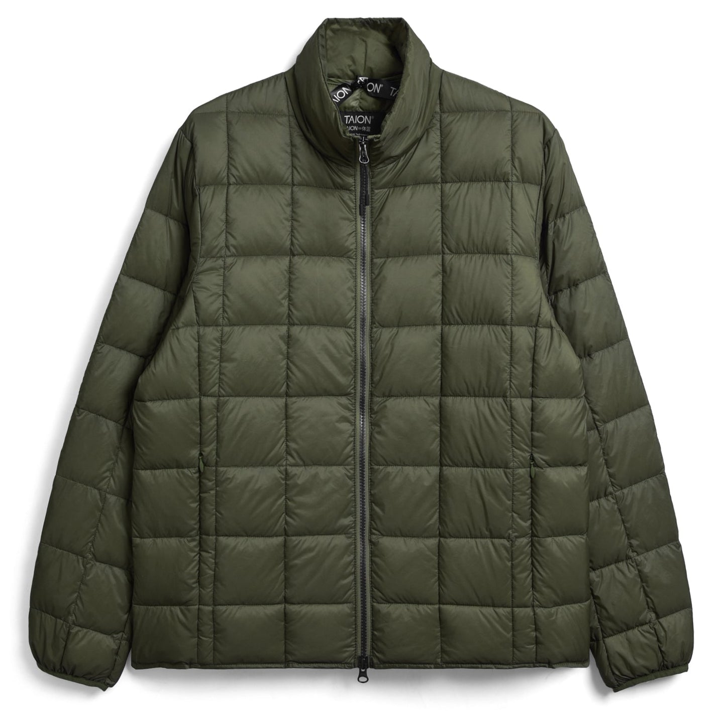 Taion Hi-Neck Zip Down Jacket - Dark Olive