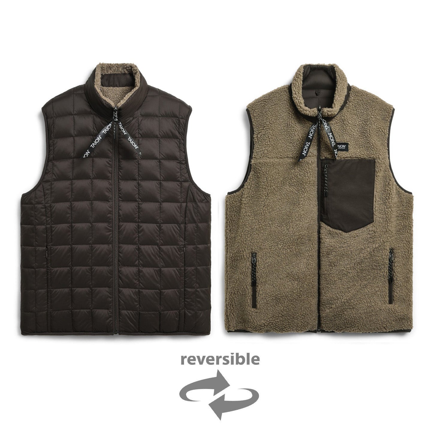 Taion Mountain Reversible Down x Boa Jacket - Chocolate Beige