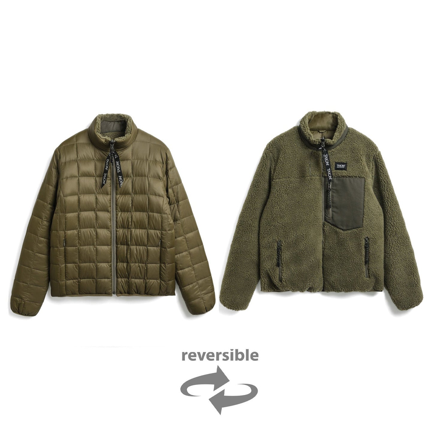 Taion Mountain Reversible Down x Boa Jacket - Olive Olive