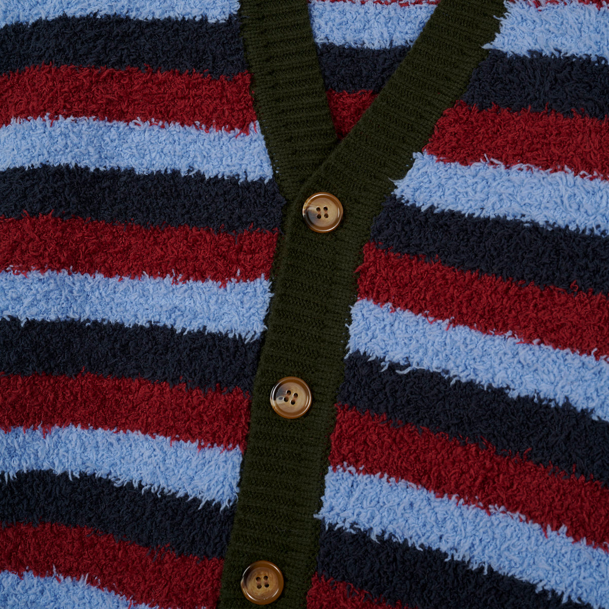 Brain Dead Teddy Fur Striped Cardigan - Blue