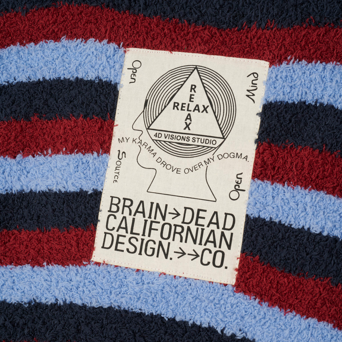 Brain Dead Teddy Fur Striped Vest - Blue