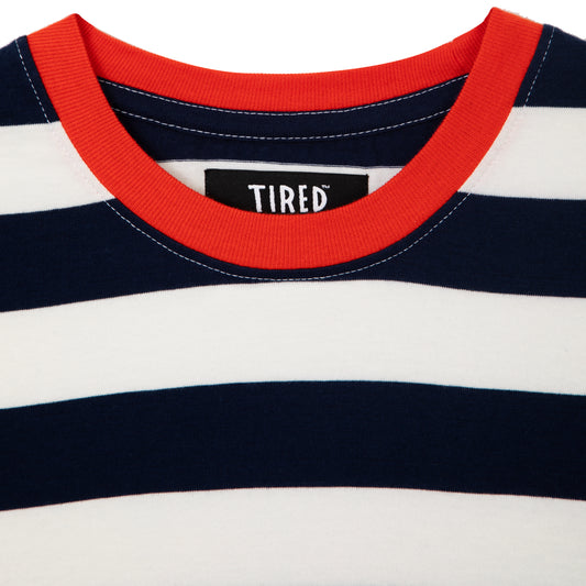 Tired Skateboards Colorblock LS Pocket Tee - Red Navy