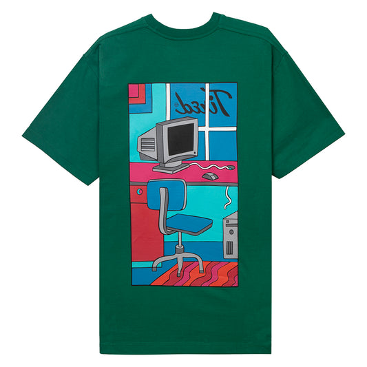 Tired Skateboards Workstation Pocket SS T-Shirt - Dark Green