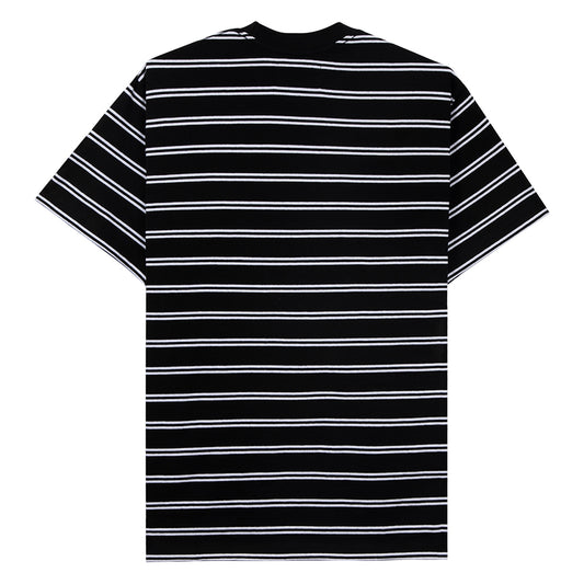 Tired Stamp Striped Pocket T-Shirt - Black