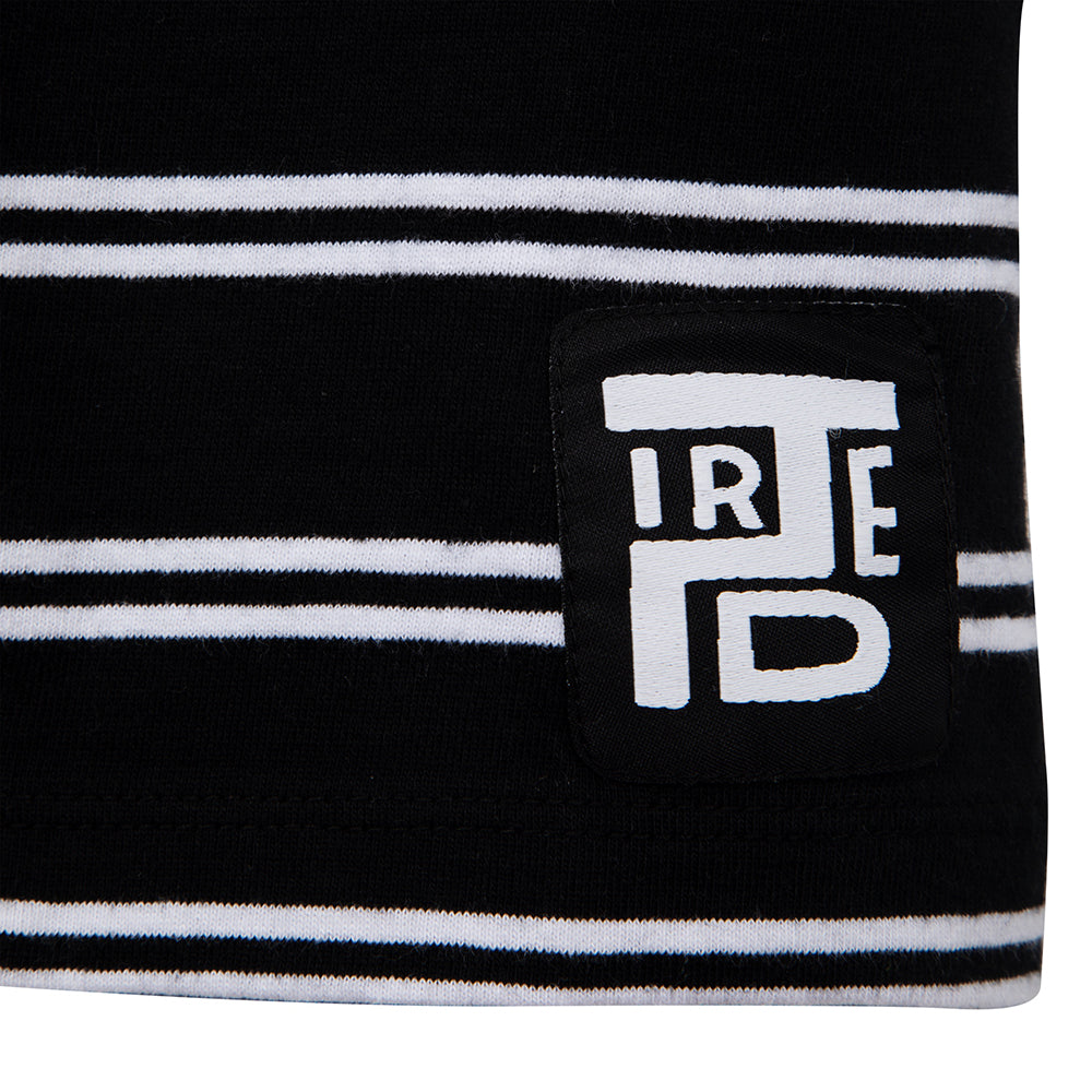 Tired Stamp Striped Pocket T-Shirt - Black