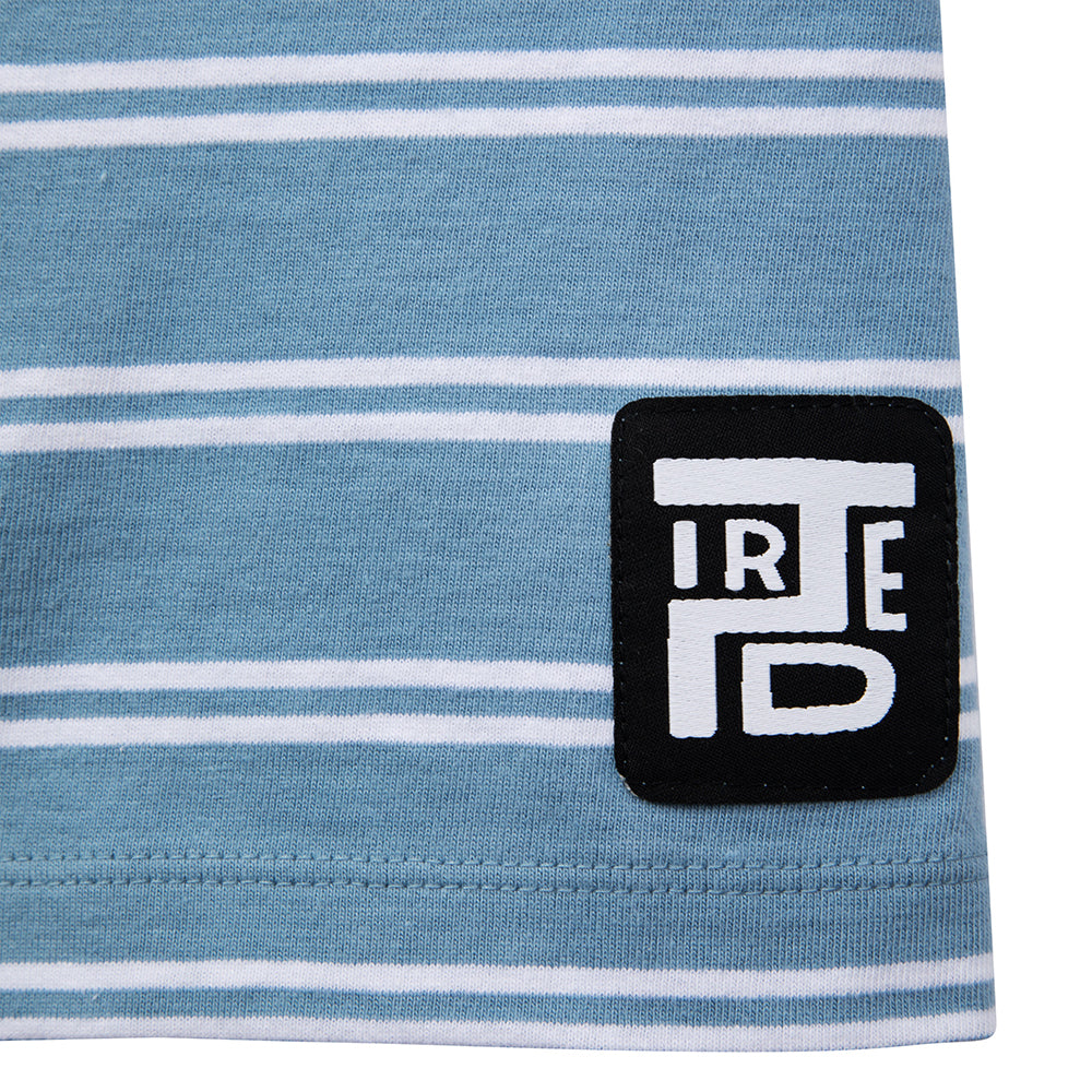 Tired Stamp Striped Pocket T-Shirt - Blue