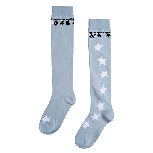 TOKEN 4U Charms Knee High Socks - Light Blue