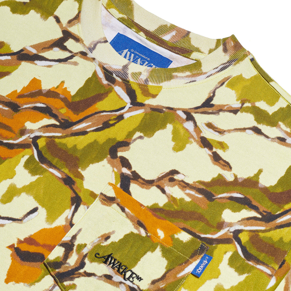 Awake NY Classic Embroidered Logo Pocket T-Shirt - Green Camo