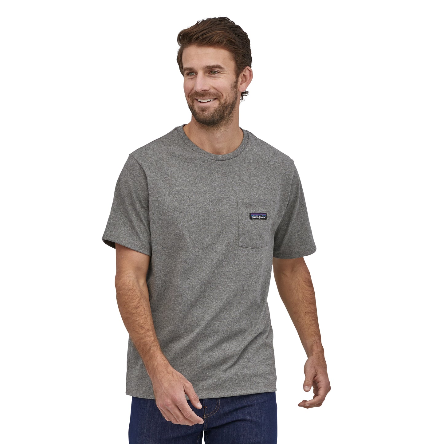 Patagonia P-6 Label Pocket Responsibili-Tee - Gravel Heather