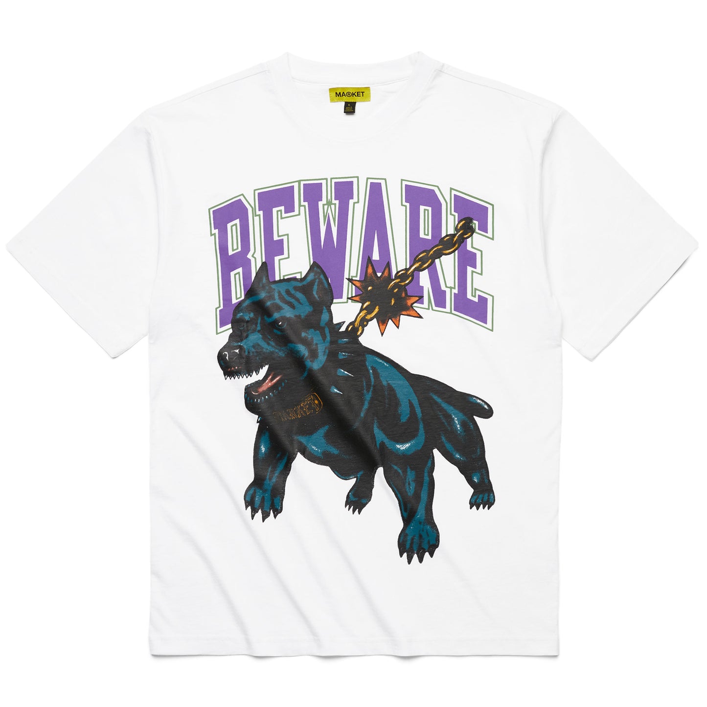 MARKET Beware Dog Washed T-Shirt - White